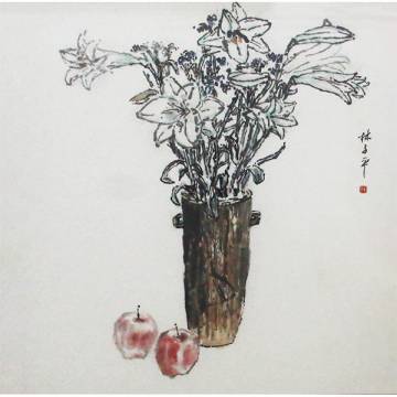 Still Life-Vase and Apple