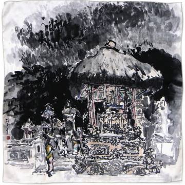 The Island of Thousand Temples by Lim Tze Peng-Print on Silk