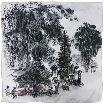 Street-side Stalls by Lim Tze Peng-Print on Silk